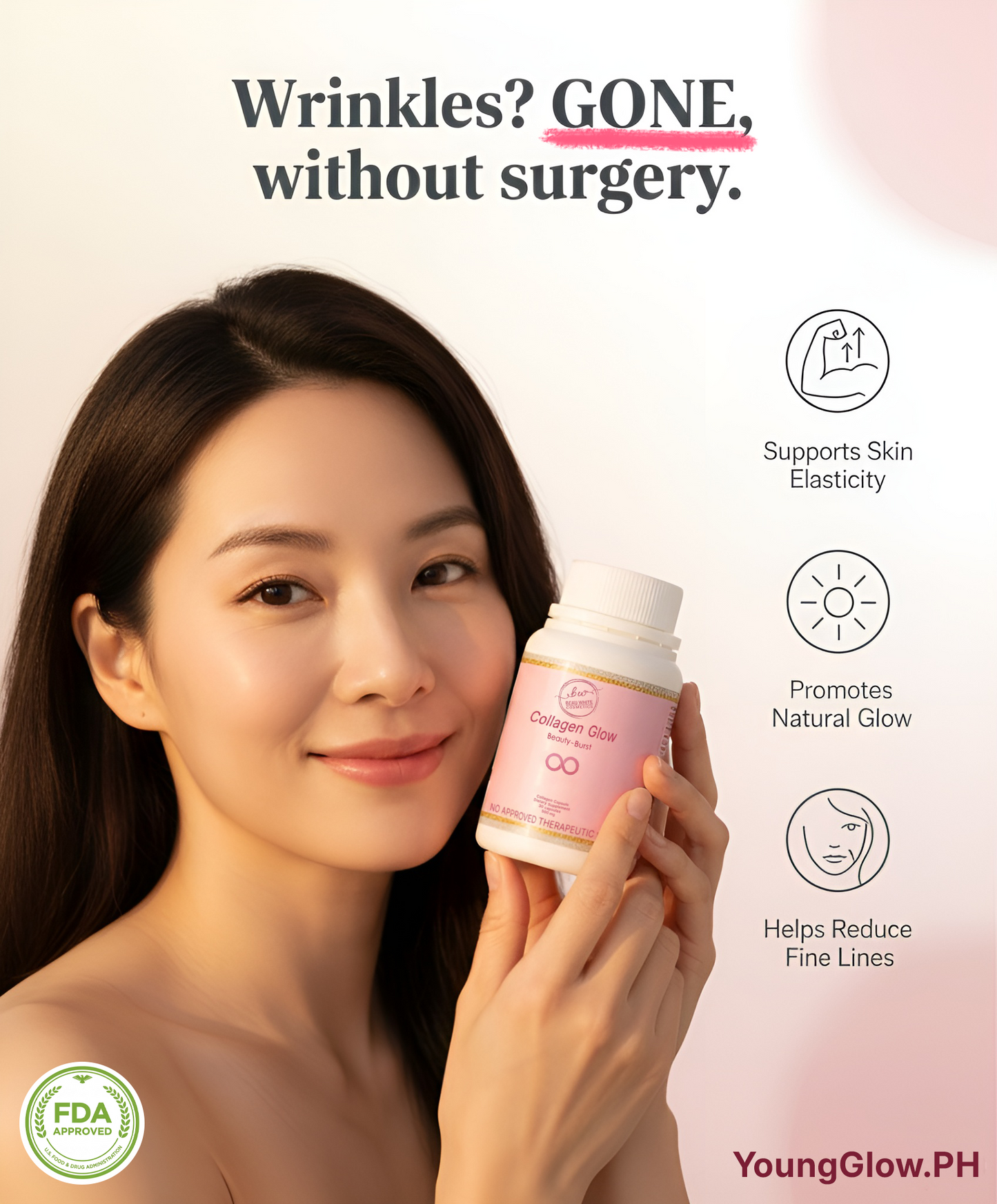 BEAUTY BURST Collagen Glow - Anti-Aging Brightening Skin Marine Collagen 30pcs Capsules